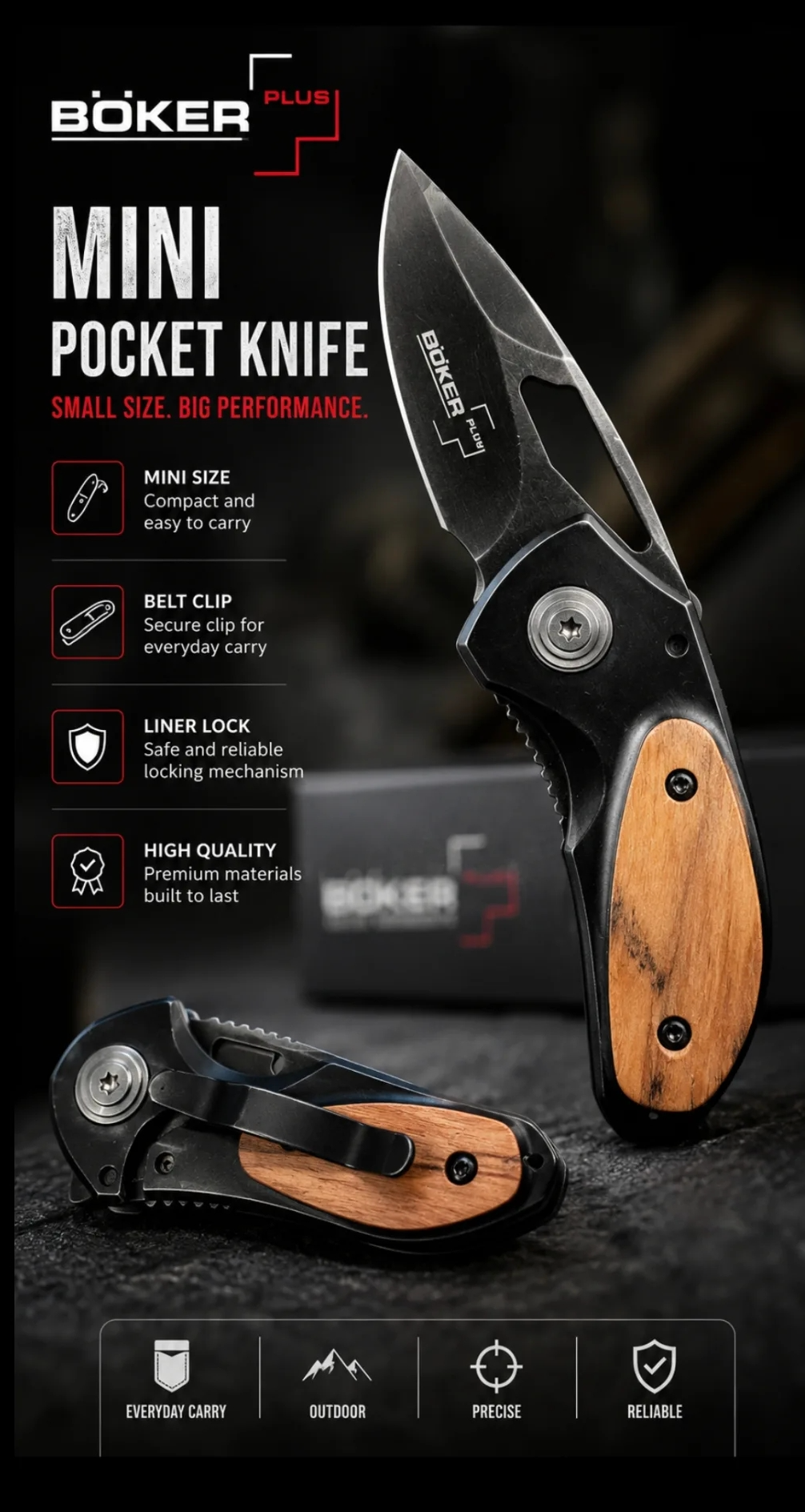 چاقو تاشو مینی بوکر boker plus